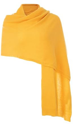 Embouro 100% Kaschmir Pashmina Schal für Frauen, gestrickter Schal aus reinem Kaschmir für den Winter (Gelb)