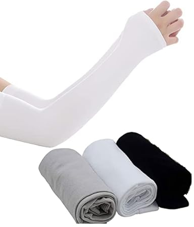 3 Paar Sommer-Eishüllen, UPF 50, UV-Schutz, kühlende Armstulpen für Unisex, halbe Finger, Armstulpen für Männer und Frauen, zum Radfahren, Fahren, Golfen, Wandern, Laufen, Reiten, Mehrfarbig