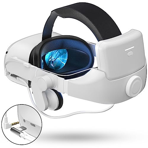 Correa para la Cabeza con Auriculares para Oculus Quest Power Bank de 2,8000 mAh Prolongue el Tiempo de Juego, Orejeras y Correa Elite de Repuesto Soporte de Comodidad Mejorado e inmersión en Juegos