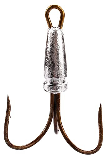 4 Pcs Snagging Hooks Snagging Weighted Treble Hooks （6/0, 8/0, 10/0, 12/0, 14/0,16/0） (12/0-4pcs)