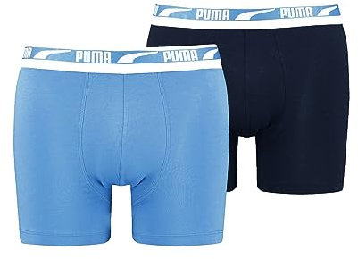 PUMA Herren Boxershort Multi Logo Boxer 2er Pack S M L XL Schwarz Grau Beige, Größe:S, Farbe:Regal Blue/Black 006