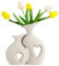 2er Set Weiße Keramikvasen für Trocken- und Frischblumen, Pampasgras und Zimmerdeko - Moderne Nordic Ring Form, Boho-Stil, Mattes Finish - Perfekt für Wohnzimmer, Schlafzimmer und Büro、vase