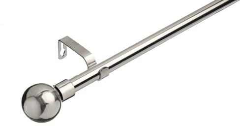 Lister Cartwright 19 mm Extendable Metal Curtain Poles, Brushed Steel (Ball Finials, 70-120 cm)
