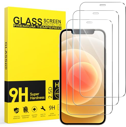 Niphabe 3 Stück Panzer Schutz Glas kompatible mit iPhone 12 und 12 Pro Schutzfolie, 9H Härte Hartglas, HD Displayschutz, Kratzfest–Bläschenfrei, Ultra-klar.