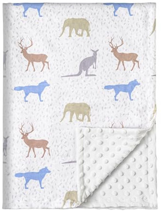 Soarwg Kids Babydecken 75 x 100 cm Unisex, Neugeborene, dick,superweich, Tier mit Baum, Grüner Elefant Schlafdecken für Kleinkinder, Kinder, Babys, Mädchen, Jungen, Kinderzimmer, Bettdecke, Geschenke