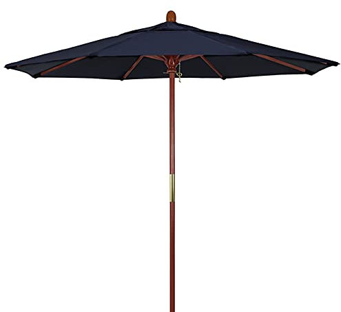 Sombrilla Sombrilla Grande para Exterior, Playa, Patio, Sombrilla, Toldo con Protección UV de 9 pies / 2,7 m con Poste de Madera y 8 Varillas, Sombrilla para Mesa de Piscina/Cubierta/Patio/Césped