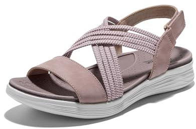 JOMIX Sandali Donna Estive Comodi Snadali Eleganti Bassi Chiusura Elastici Sandali Strappo Morbidi SD9294 Rosa 36