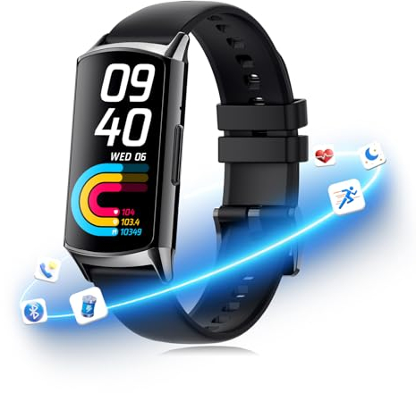 Smartwatch Damen,1.58'' Amoled Fitnessuhr mit 120+ Sportmodi, 24H Pulsmesser Damenuhr, SpO2 Armbanduhr, Schlafmonitor, Menstruationszyklus, Sportuhr Schrittzähler Uhr Damen für Android IOS Schwarz