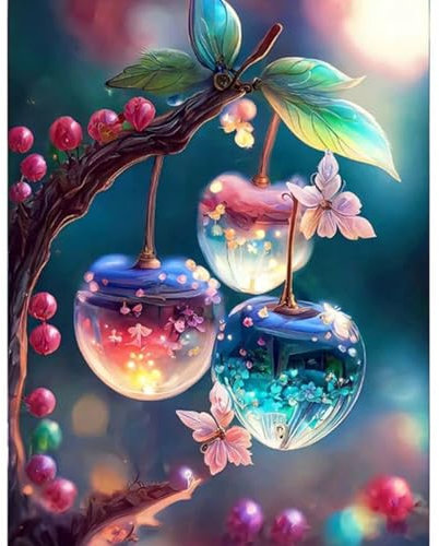 SHEGZHUC Diamond Painting Ciliegie 30 x 40 cm Diamond Painting Quadro Ciliegie Dipingere con i numeri, Ciliegie, Diamond Painting Fiori Pittura Diamante Art Ricamo punto croce Immagini Regalo