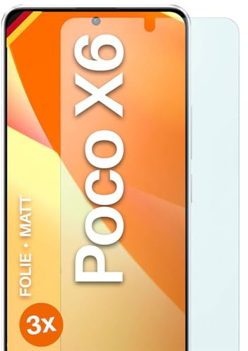 moex FlexProtect matte Schutzfolie für Poco X6 Displayschutz Folie matt gegen Reflexionen, Anti Reflex Handyfolie mit Sonnenschutz, Kompatibel mit jeder Handyhülle, 3 Stück