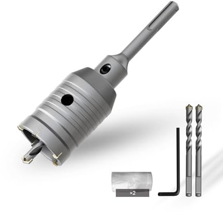 CSOOM Scie cloche à béton de 45 mm avec rallonge SDS-Plus de 110 mm, pointe en carbure de tungstène, 2 forets de centrage