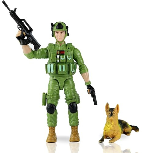 Armee-Spielzeug-Soldaten-Actionfiguren-Set, 19,1 cm, 15 Gelenke können sich bewegen, realistisches Militär-Spielset für Kinder ab 3 Jahren (Grün)