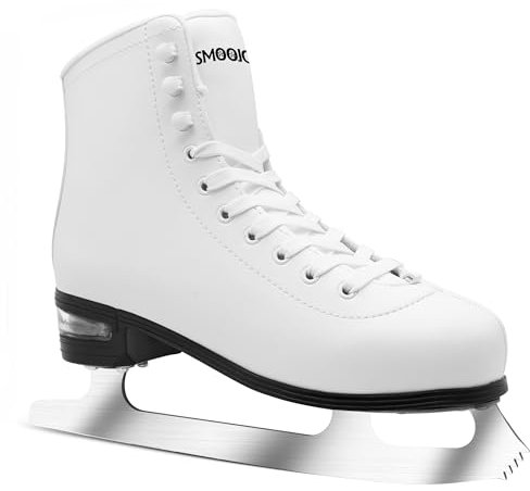 SMOOJOY Eiskunstlaufschuhe für Damen und Herren – Luftpolster Deluxe Hockey Schlittschuh Premium Leder Skates Indoor Outdoor Eisbahn für Teenager Anfänger