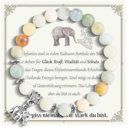 EYQV Elefanten Geschenke für Frauen, Mutmacher Aufmunterung Geschenk für Mama Oma Tante Schwester Freundin Tochter Nichte Ehefrau Kollegin, Elefanten Armband zum Geburtstag Weihnachten, Grün