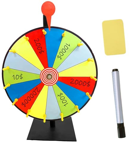 Preisrad-Spinner – Preisrad-Drehrad für Preise | 15 Slots Wheel Spinner mit Marker und Radiergummi, robuster Tisch-Roulette-Spinner für Messe Glück