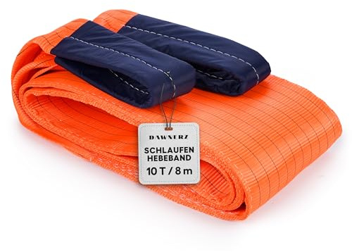 Schlaufen-Hebeband 10 t WLL – 8 m Nutzlänge – zweilagige Hebeschlinge | Polyester-Bandschlinge Typ B2 nach DIN EN 1492-1