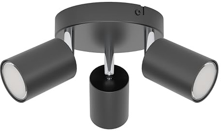 EGLO Deckenlampe 3-flammig Reciso-E Deckenstrahler | für Schlafzimmer und Flur, Spot Deckenleuchte aus Stahl in Schwarz, GU10 Fassung