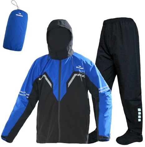 VIKAMAKA Waterproof Rain Suit for Men,Lightweight Rain Jacket and Pant Portable Reflective for Motorcycle Cycling Rain Gear