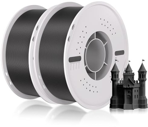 PLA Filament 1.75mm Maßgenauigkeit+/-0.03mm Einfaches Drucken Ordentlich Gewickelt 3D Drucker Filament Compatible with Bambu Lab/Anycubic/Creality All 3D Drucker-2kg Spool (4.4lbs)-2 PCS Schwarz