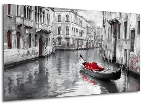 DRO Design - Wandbild 50x70 cm Gondel – Modernes Bild auf HDF Platte – Poster Alternative – Dekoration für Wohnzimmer, Büro, Flur oder Schlafzimmer – Aufhängefertig mit Haken