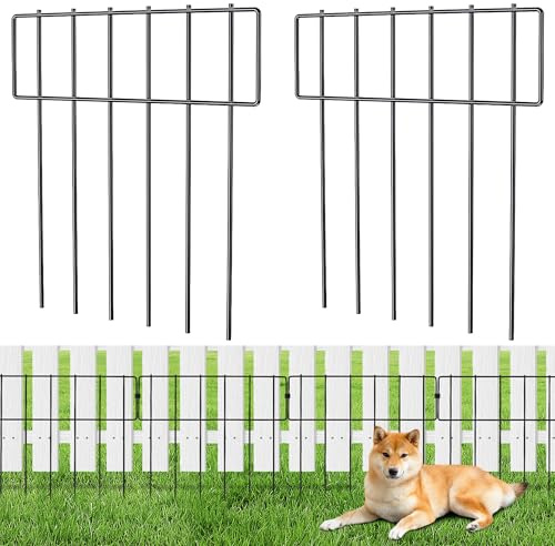aleawol 25pcs Animal Barrier Fence No Dig Decorative Garden Fence Fencing, 33cm(L) x 43cm(H), Metal Rustproof Barrier Bottom Fences Blocker Flower Bed Border for Dogs Rabbit Patio Backyard