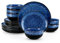 vancasso Dinner Set for 6, Starry Blue Dinner Sets, Reactive Glaze Dinnerware Tableware, 18-Piece Dinner Service with 10.5in Dinner Plate, 8.5in Dessert Plate and 640ml Bowl.