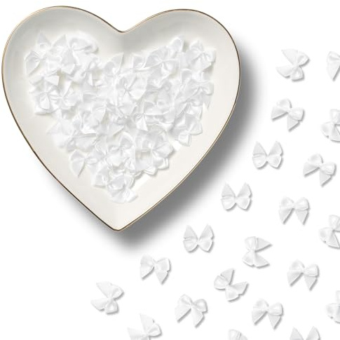 MORSUNBELA 100 Petits Nœuds Décoratifs Noeud Cadeaux Blanc | 2,5 x 2,5 cm Mini Noeud pour Couture DIY Décoration de Mariage Cartes Cadeau