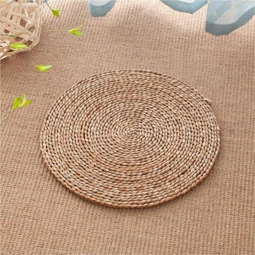 1 Stück Jute Teppich Rund，Handgewebter Wohnzimmerteppich ，Naturjute großer ökologischer und reversibler Teppich for Wohnkultur.(Size:40cm(15.8 inch),Color:Leinenfarbe)