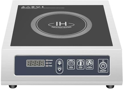 Plaque de cuisson à induction commerciale 3500 W – 11 niveaux de puissance, affichage LED, détection automatique des casseroles, plaque de cuisson professionnelle en acier inoxydable avec bobine en