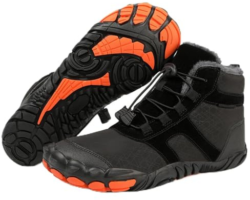 Zapatillas Barefoot de Invierno Térmicas para Hombre/Mujer – Calientes, Antideslizantes – Ideales para Senderismo, Excursiones y Deportes al Aire Libre - Negro 45 EU