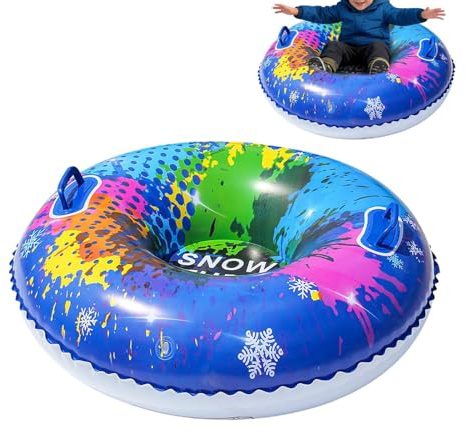 Slitta gonfiabile | 95 x 95 cm Pvc Snowtube con doppio manico | Protezione antiribaltamento, abrasione e antistrappo | Pneumatici da neve gonfiabili | Per sport invernali compleanno divertimento in