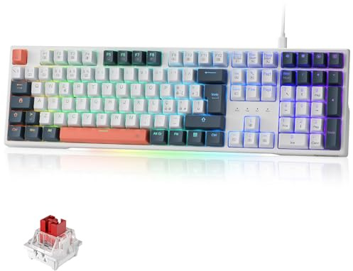 Redragon K668 Tastiera Gaming Meccanica Cablata RGB HotSwap Layout Italiano | 109 Tasti 4 Tasti Extra Schiuma Fonoassorbente Interruttori Rossi QWERTY per PC Gioco