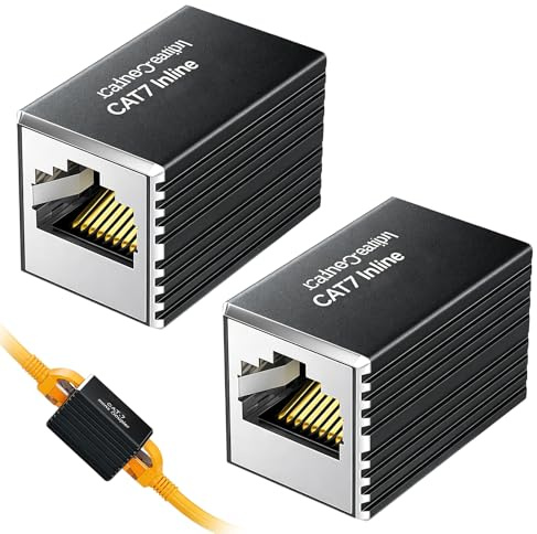 MeFay RJ45 Coupler 2 Pack, 10Gbps Shielded Ethernet Connector, Female to Female Network Extender for Cat7 Cat6 Cat5e Cable, High-Speed Internet Joiner for Stable Connection
