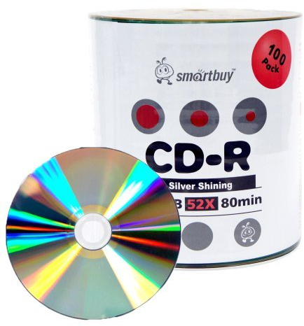 Smartbuy 100-disc 700mb/80min 52x CD-R Shiny Silver Blank Recordable Disc