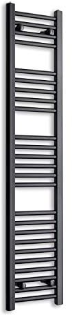 300mm Wide Black Heated Towel Rail Radiator Flat Ladder for Stylish Bathroom (1400mm High)