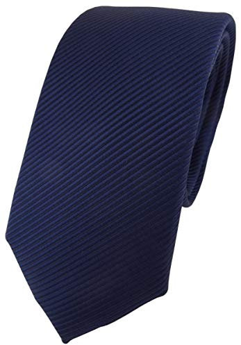 TigerTie - Modische Designer Krawatte in marine dunkelblau fein gestreift