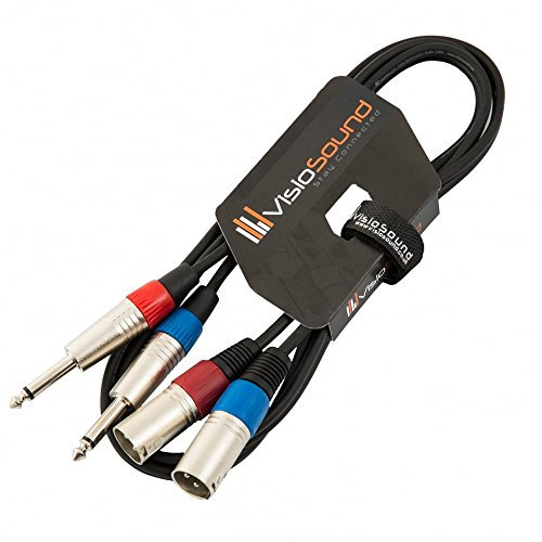 2 x Male XLR to 2 x 6.35mm 1/4 Mono Jack Twin Lead/Audio Signal Patch Cable 1.5m
