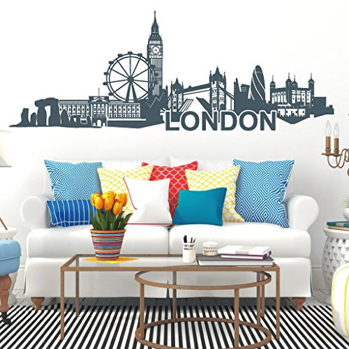 Wandtattoo Loft Skyline London“ mit London Eye, Tower of London, Stonehenge uvm/Wandtattoo/Wandsticker/Wandaufkleber / 30 Farben / 3 Größen
