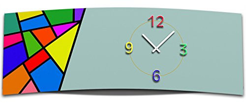 dixtime Wanduhr XXL 3D Optik abstrakt Mosaik 30x90 cm leises Uhrwerk GL-002