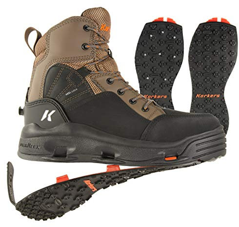 Korkers Buckskin - Stivali da wading da uomo, resistenti e non corrosivi, include suole intercambiabili Kling-On e borchiate