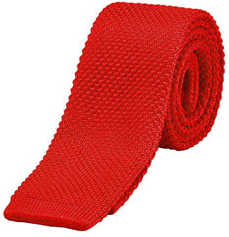 DonDon schmale Strickkrawatte rot 5 cm
