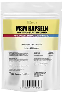 MSM 180 Kapseln (Methylsulphonylmethan) - MSM Schwefel Pulver - 6 Monatsvorrat - Made in Germany