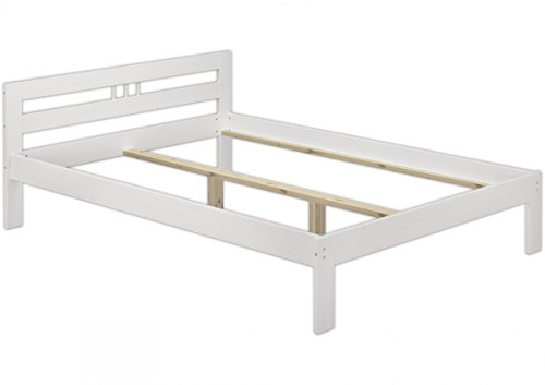 Erst-Holz Bettgestell Kiefer massiv weiß Doppelbett 140x200 Französisches Bett ohne Rollrost 60.64-14 W oR