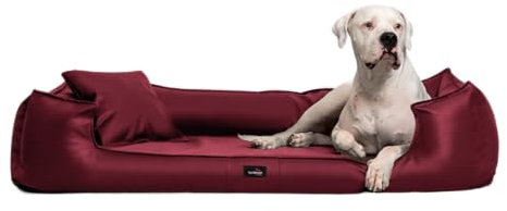 tierlando® Goofy Easy CLEAN – Orthopädisches Hundebett aus Kunstleder mit Matratzenschoner – für mittelgroße und große Hunde Größe: 130x100cm Farbe: 04 Dunkelrot