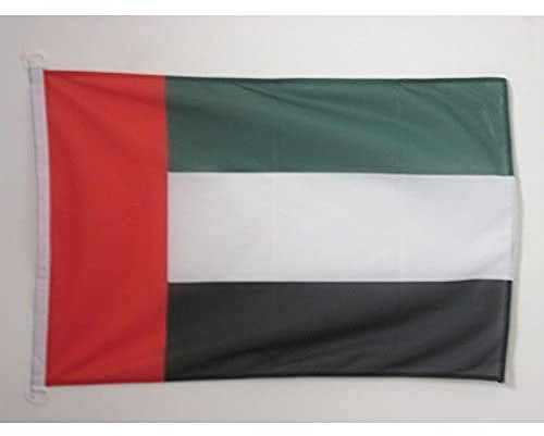 AZ FLAG - Drapeau Emirats Arabes Unis - 45x30 cm - Pavillon Nautique Émirati Spécial Bateau Et Extérieur En Maille Bloquée Avec Anneaux Plastiques Intégrés - 30g
