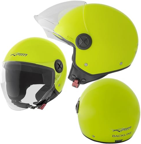 A-Pro BACKLINE CASCO JET VISIERA ANTIGRAFFIO GIALLO FLUO ECE 22-06 TAGLIA S