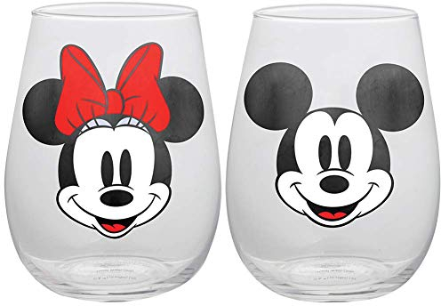 Disney Mickey und Minnie Mouse Weingläser, ohne Stiel, 2 Stück