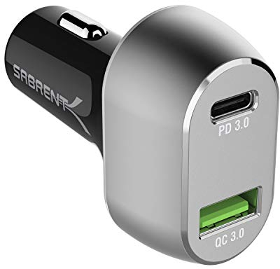 SABRENT Car Charger USB C (65W II) Ladegerät, USB Autoladegerät, 2-Port USB Kfz Schnellladung
