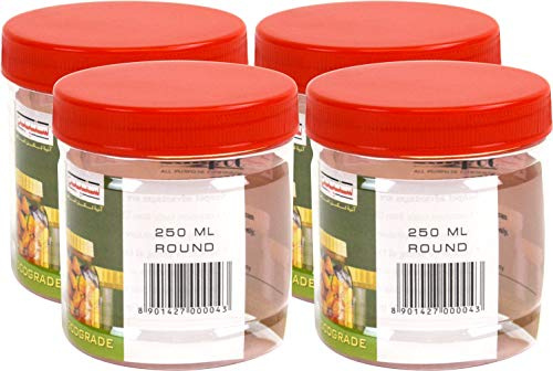 Clear Food Grade Plastic Storage Container Pet Jars Freezer and Microwave Safe (250ml 3pk)
