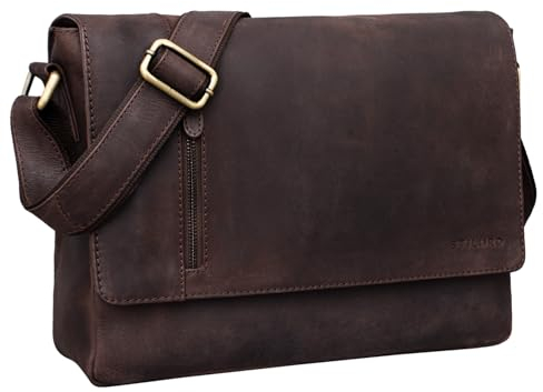 STILORD 'Davis' Messenger Bag Leder 13 Zoll Laptop Tasche Vintage Umhängetasche Schultertasche für Uni Büro Büchertasche Messengertasche Echtleder Damen und Herren, Farbe:muskat - braun